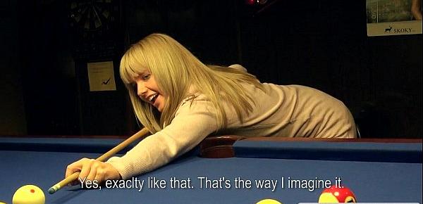  Blonde fucking on the pool table in public